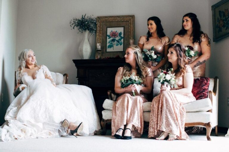 Custom strap adjustment on a bridesmaid dress