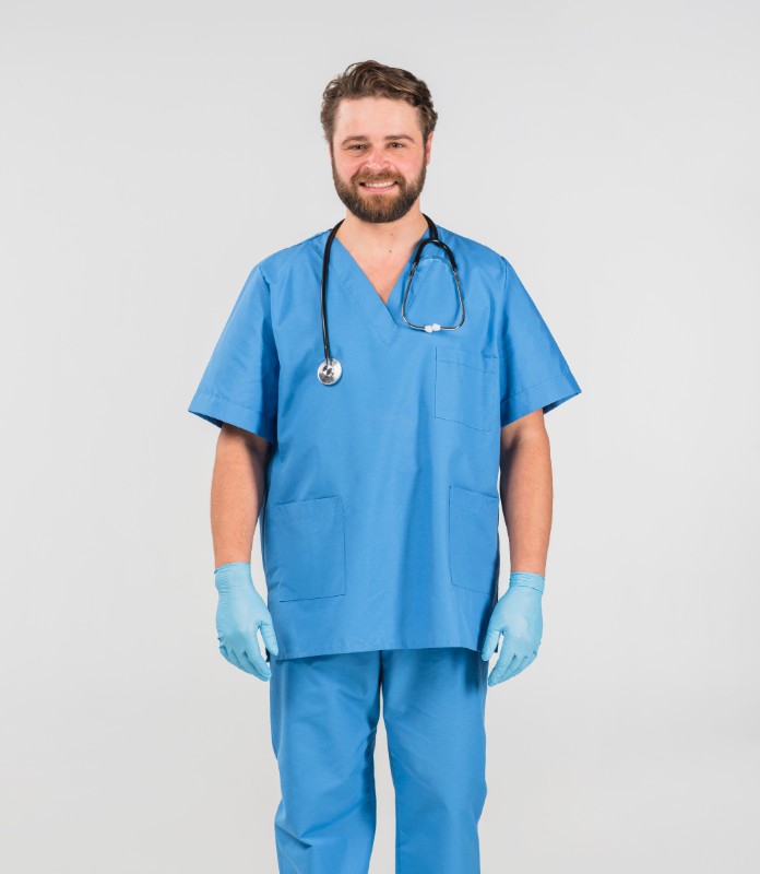 Man working in medical uniform
